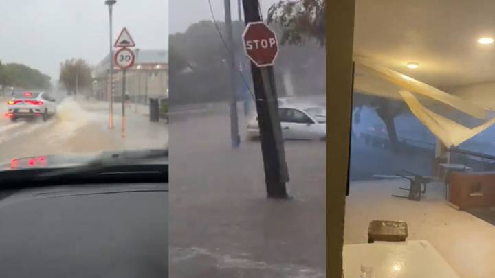 Alerta roja en Huelva: las lluvias torrenciales y las fuertes rachas de viento provocan graves destrozos a su paso
