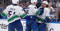 Sherwood has hat trick, DeBrusk scores in shootout as Canucks beat Blues 4
