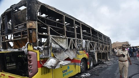 12 Dead as Bengaluru-Bound Bus Catches Fire After Collision in Andhra’s Kurnool