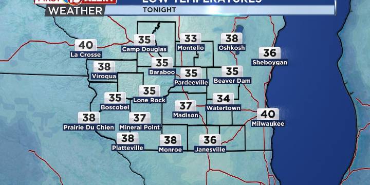 Southern Wisconsin will wake up to a frosty Monday