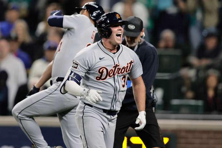 McKinstry lifts Tigers over Mariners 3-2 in 11 innings in ALDS opener