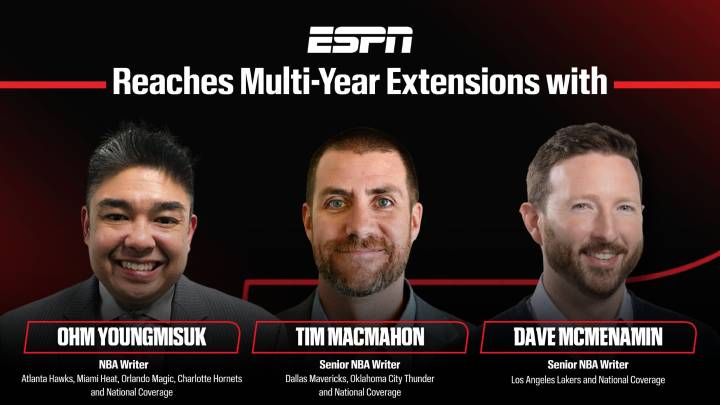 ESPN Reaches Multi-Year Extensions with NBA Writers Ohm Youngmisuk, Tim MacMahon and Dave McMenamin
