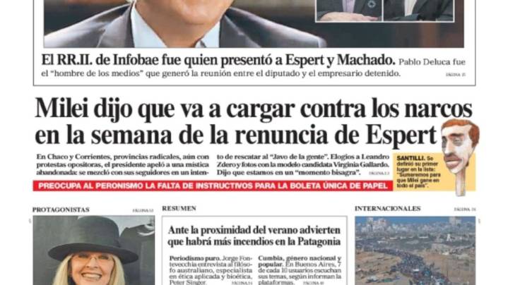 La tapa del Diario PERFIL del domingo 12 de octubre de 2025