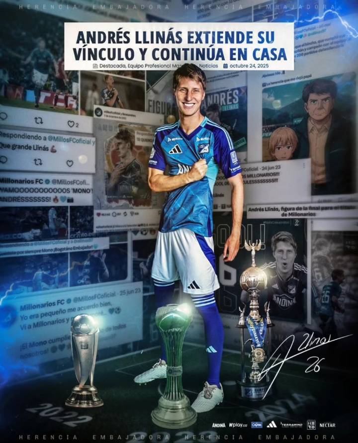 Andres Llinas, idolo del equipo renueva con Millonarios -