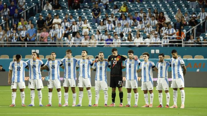 La Selección argentina le gana 1 a 0 a Venezuela finalizado el primer tiempo en Miami