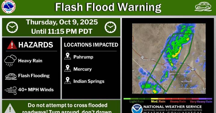 NWS issues flash flood warning for Pahrump on Thursday night