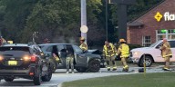 Car rolls over after three-car crash on Cleveland and Grape Road