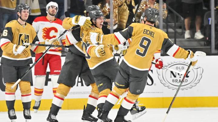 Marner gets 1st 2 goals for Golden Knights in win against Flames