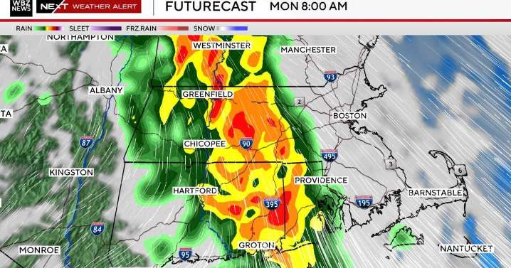 Storm expected to bring heavy downpours, strong winds to Boston area on Monday