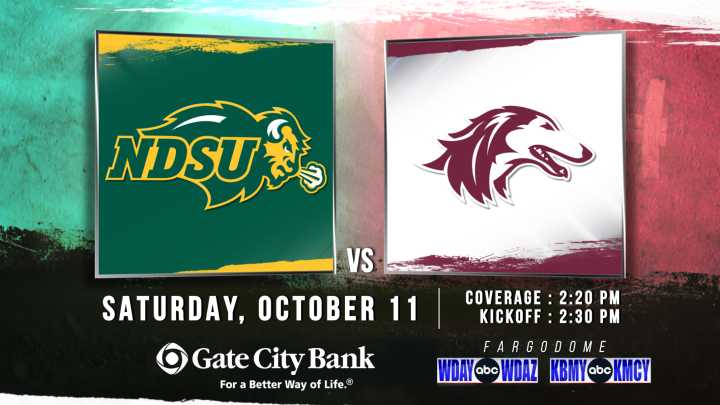 Live at 2:20 p.m.: North Dakota State Bison football vs. Southern Illinois University on WDAY