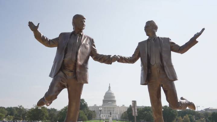 Controversial Trump-Epstein statue returns to National Mall