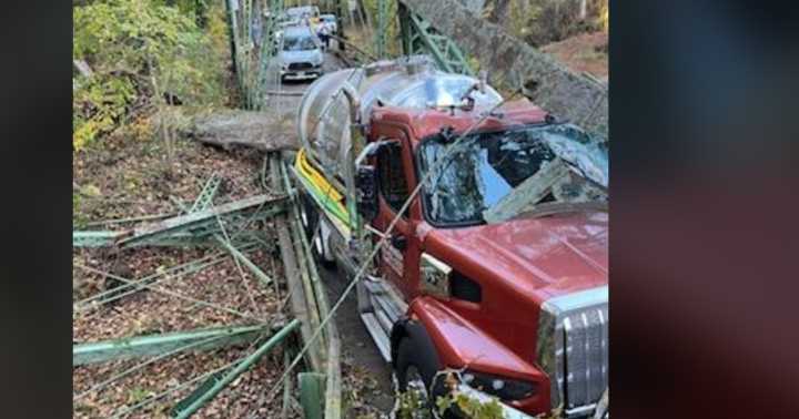 Small bridge collapses after septic truck drives over it in Baltimore County