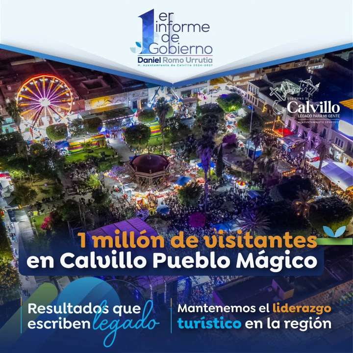 Suman más de 1 millón de visitantes en Calvillo Pueblo Mágico