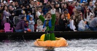 Giant, floating pumpkin races draw large crowds to annual event in Oregon