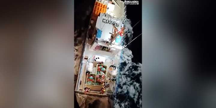 VIDEO: Family rescued off Portuguese coast after orcas destroy sailboat