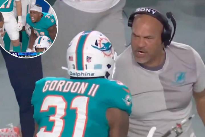 Dolphins’ Ollie Gordon spars with assistant in ugly ‘TNF’ sideline scene