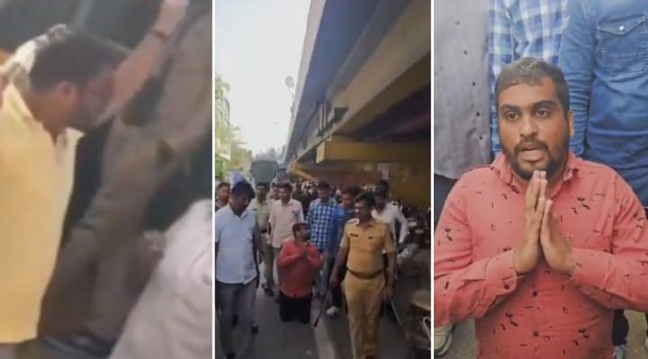Watch: Pune Police Teach School Bus Driver a Lesson After Road Rage Assault on Pickup Van