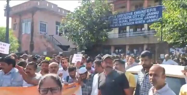 PHE daily wagers hold protests in Jammu, demand tabling of report on regularisation in J