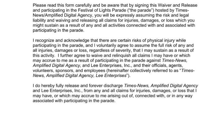 Parade Waiver 2025