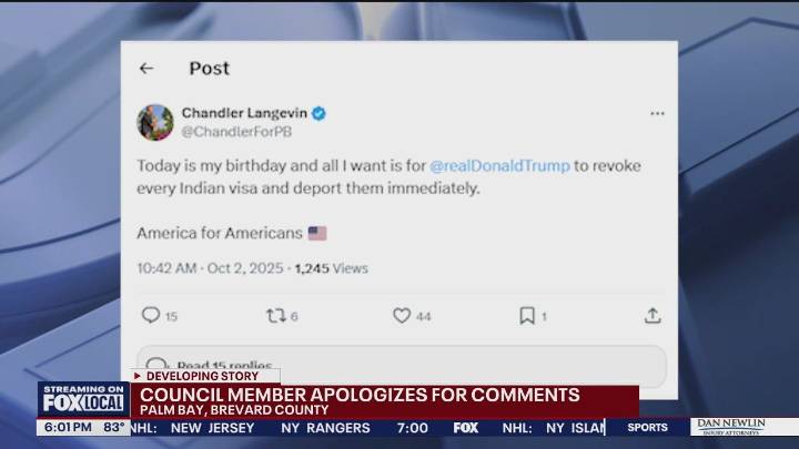 Palm Bay Council member apologize for
