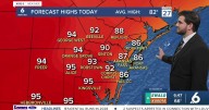 Mostly sunny skies and temperatures in the 90s for our Monday
