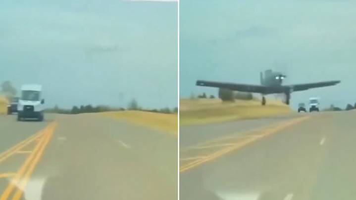 Un Tesla maniobra con calma ante un avión que se cruza en su camino (VIDEO)