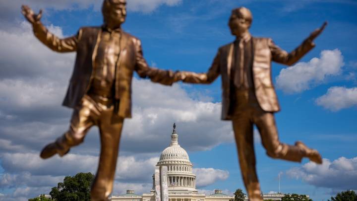 The Trump-Epstein statue is back on the National Mall, days after its abrupt removal
