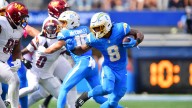 Chargers’ Omarion Hampton seen in boot after leaving Commanders game early