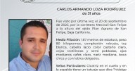Familiares buscan a Carlos Armando Loza Rodríguez