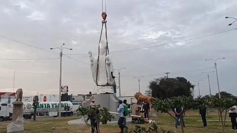 Chiclayo: instalan escultura del papa León XIV en el ingreso sur de Chiclayo [VIDEO]