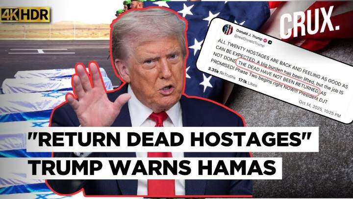 Hamas To Return 4 More Hostage Bodies, Israel "Halves" Gaza Aid, Trump Says "Job Not Done"