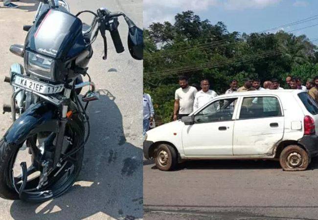 Mangaluru: Car being driven on wrong lane hits bike, two students...
