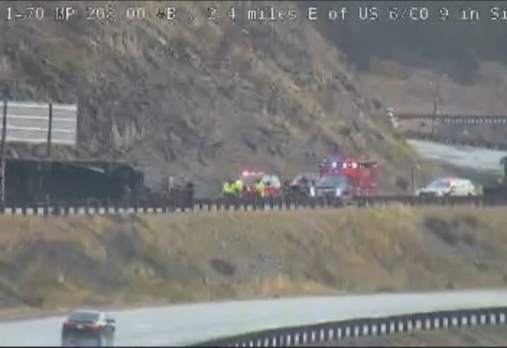 I-70 westbound closed near Silverthorne due to deadly crash, semitrailer fire