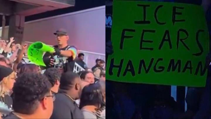 ‘ICE Fears Hangman’ Sign Confiscated By Security At AEW Dynamite