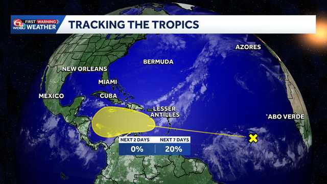 Low chance of development in the Caribbean