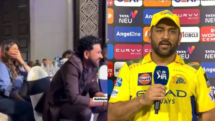 WATCH | Rohit Can't Stop Laughing at Dhoni's Mimicry During CEAT Awards Cricket