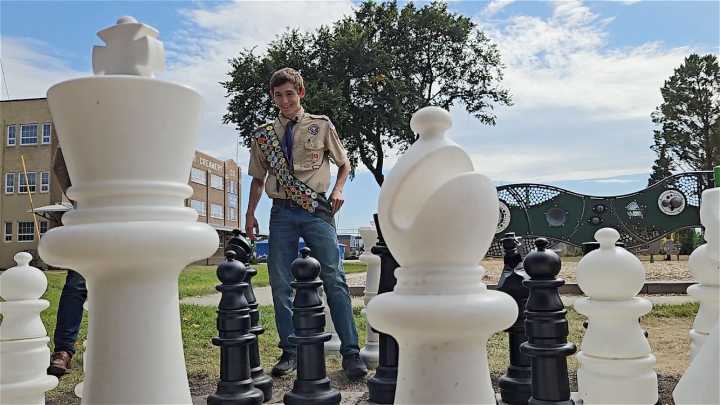Moorhead teen makes giant chess board at city park for Eagle Scout project