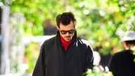 Harry Styles Wraps up a Perfect Fall Outfit With a Pop of Red