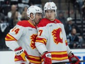 Yegor Sharangovich out of Flames lineup after getting ripped