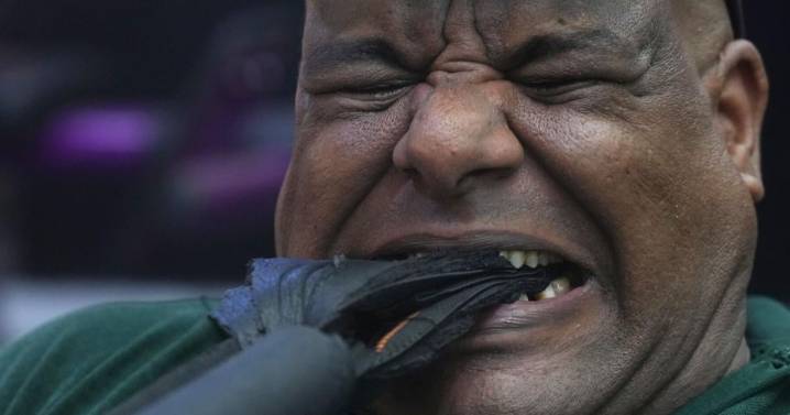 Photos of Egypt’s ‘strongman’ pulling ships, trains and cars in jaw