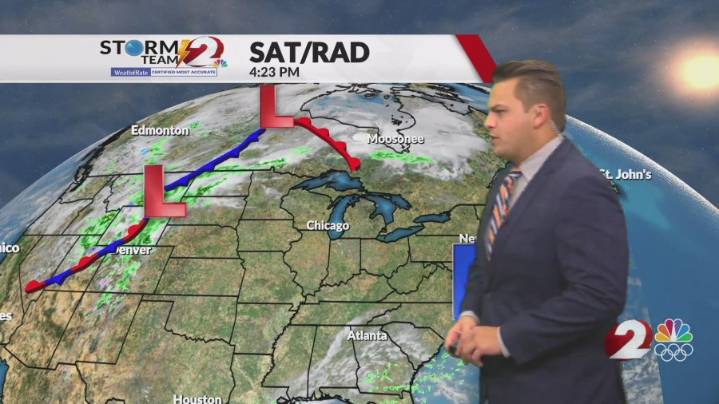 Warm on Sunday, when does cooler weather and rain move in?