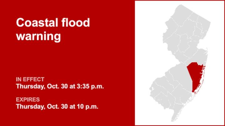 Update: Coastal flood warning active for Ocean County until Thursday night