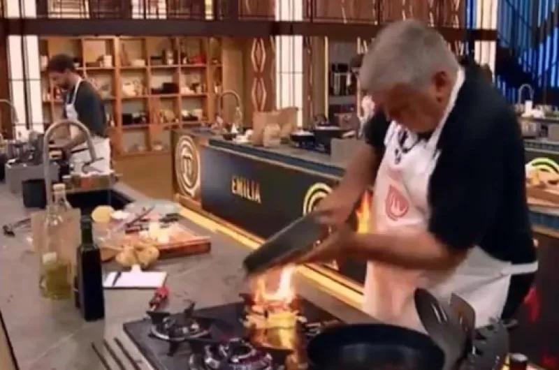 Susto en las grabaciones: Luis Ventura sufrió un accidente mientras cocinaba en MasterChef