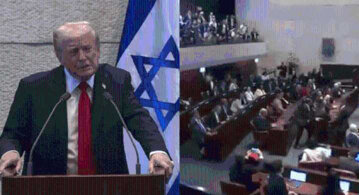 'Recognise Palestine': Protesters interrupt Trump's address in Israel parliament