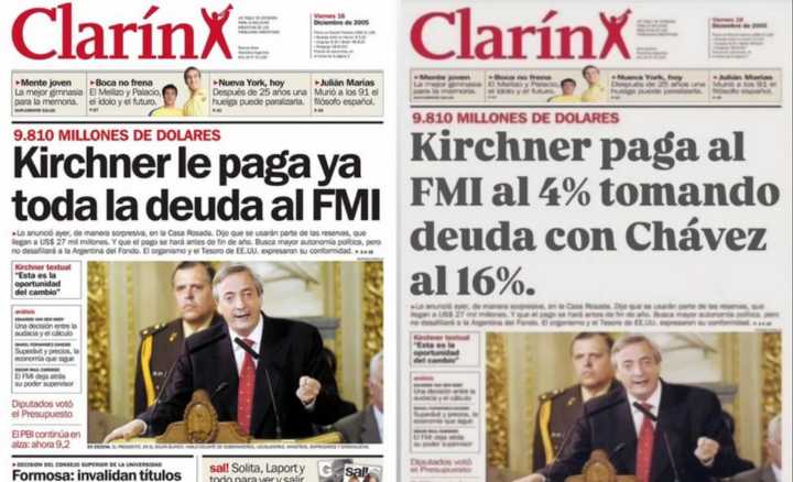 Milei compartió una tapa de diario falsa para criticar al kirchnerismo