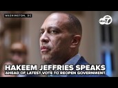 House Minority leader Hakeem Jeffries speaks ahead of vote to reopen government