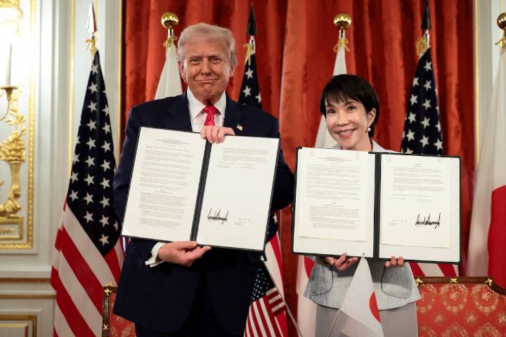 Trump, Japan’s Takaichi lavish praise on each other, sign trade and rare earths deal