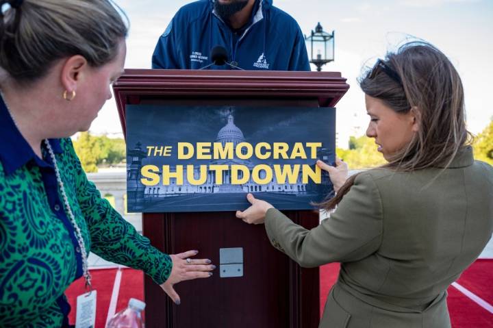 The blame game is on at federal agencies, where political messages fault Democrats for the shutdown