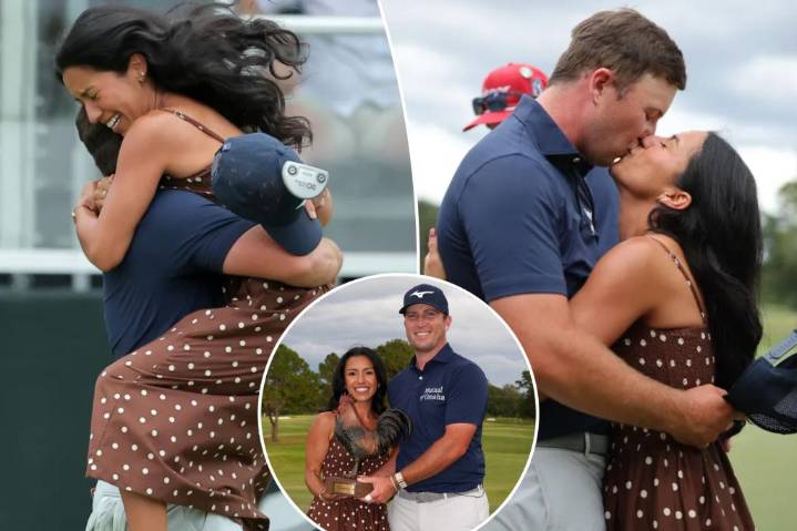 Steven Fisk's wife overcome with emotion after his first PGA Tour win