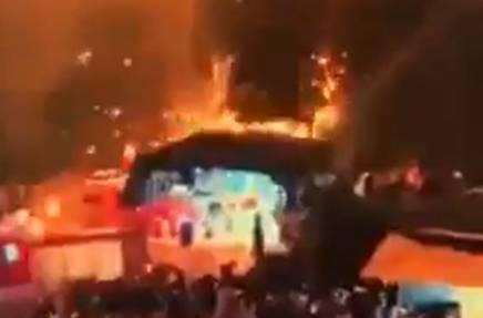 Shock moment fireworks display ends in carnage as exploding sparks shower screaming crowd while they run for cover